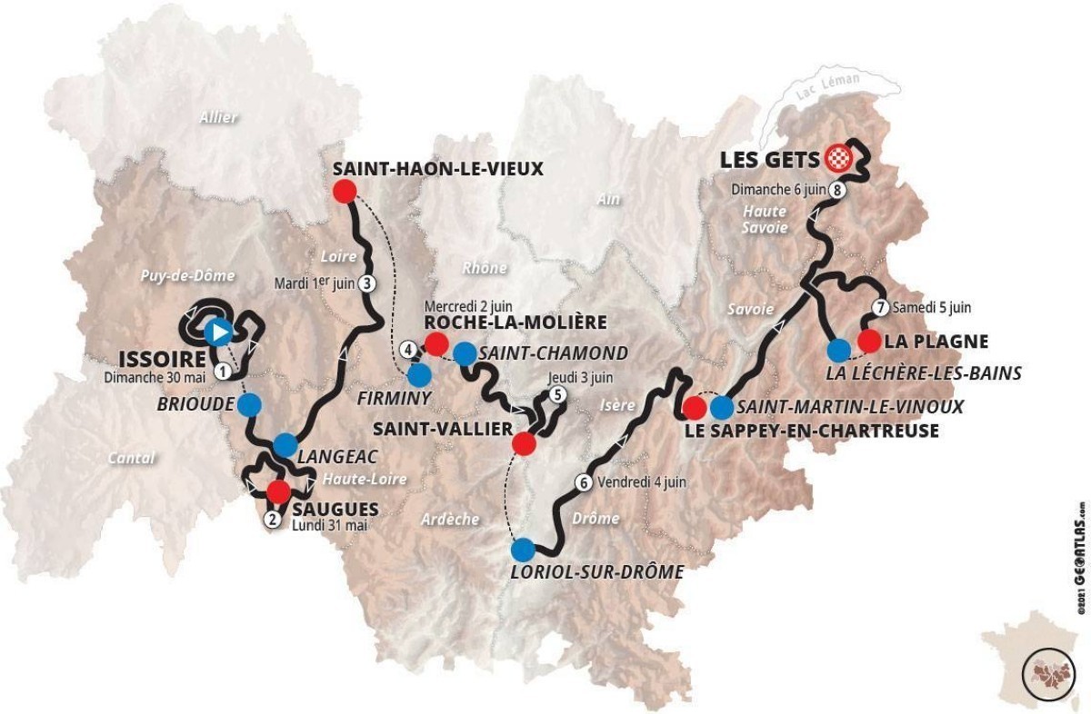 Etapas y equipos Critérium du Dauphiné 2021