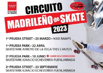 Cambio de Fecha para la prueba de Park del Circuito Madrileño de Skate 2023