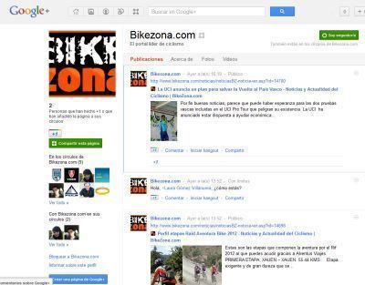 BikeZona ya tiene página oficial en Google +