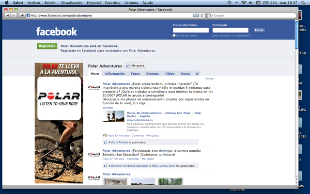 Polar abre su sitio en facebook