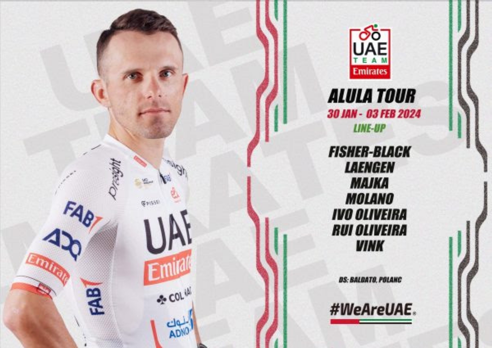 Alineaciones del UAE Emirates para AlUla Tour y Volta Valenciana