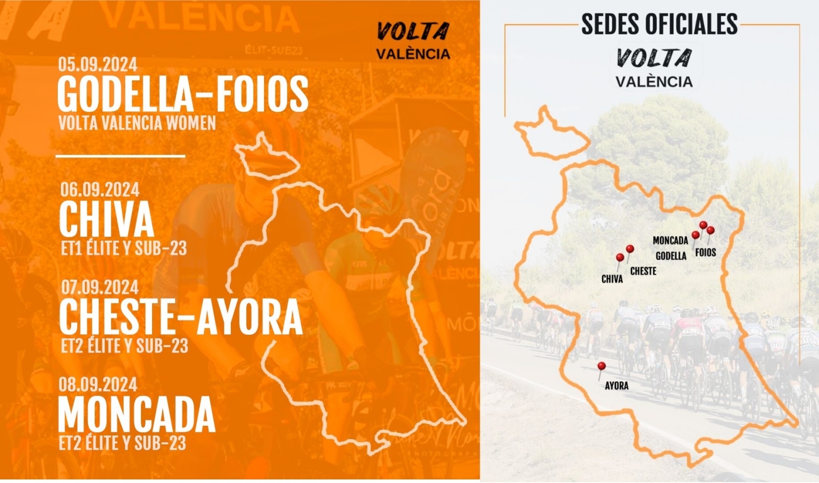 Anunciadas las sedes de la Volta a Valencia 2024