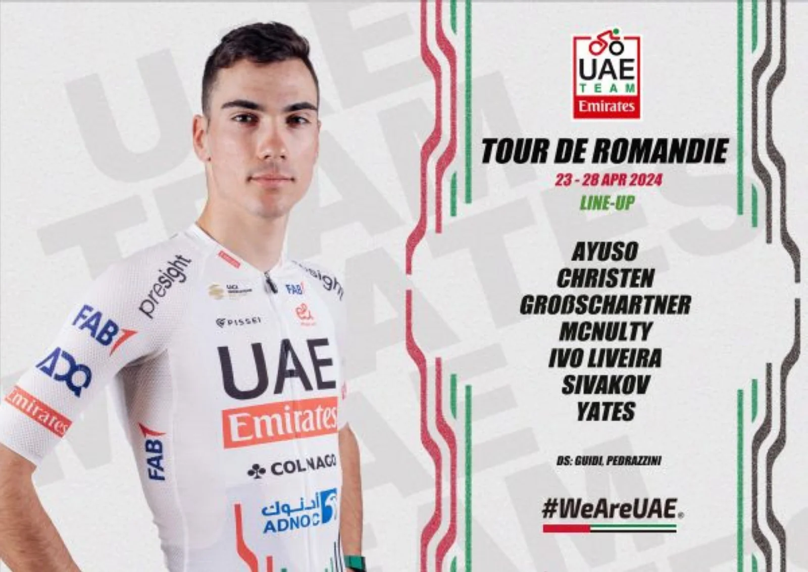 Ayuso y Yates listos para liderar al UAE Emirates en Romandia