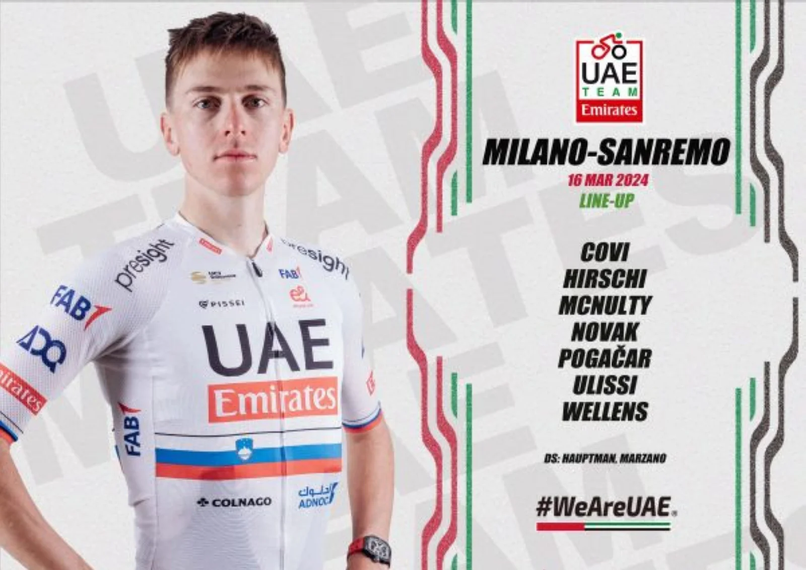 El equipo UAE Team Emirates apunta a la Milan - San Remo liderados por Pogacar