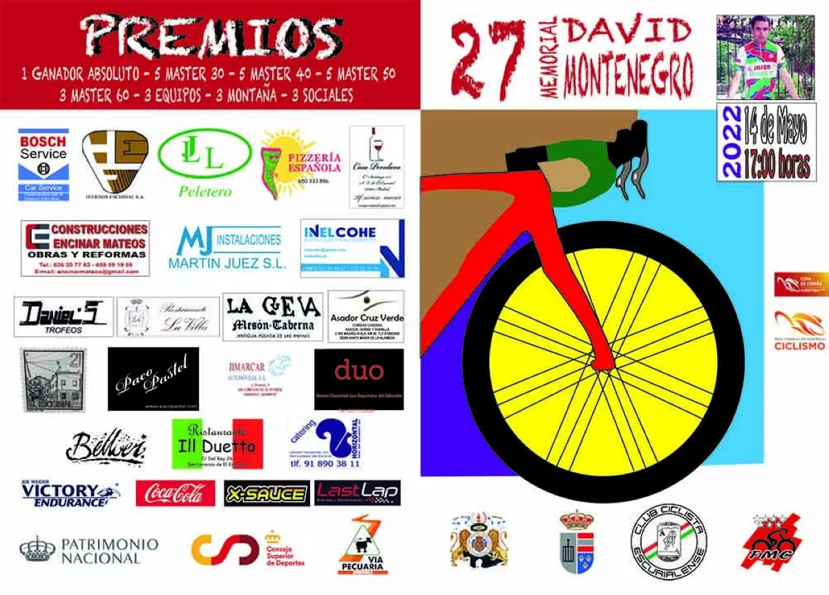 El Escorial y San Lorenzo celebran el 27º Memorial David Montenegro de ciclismo máster