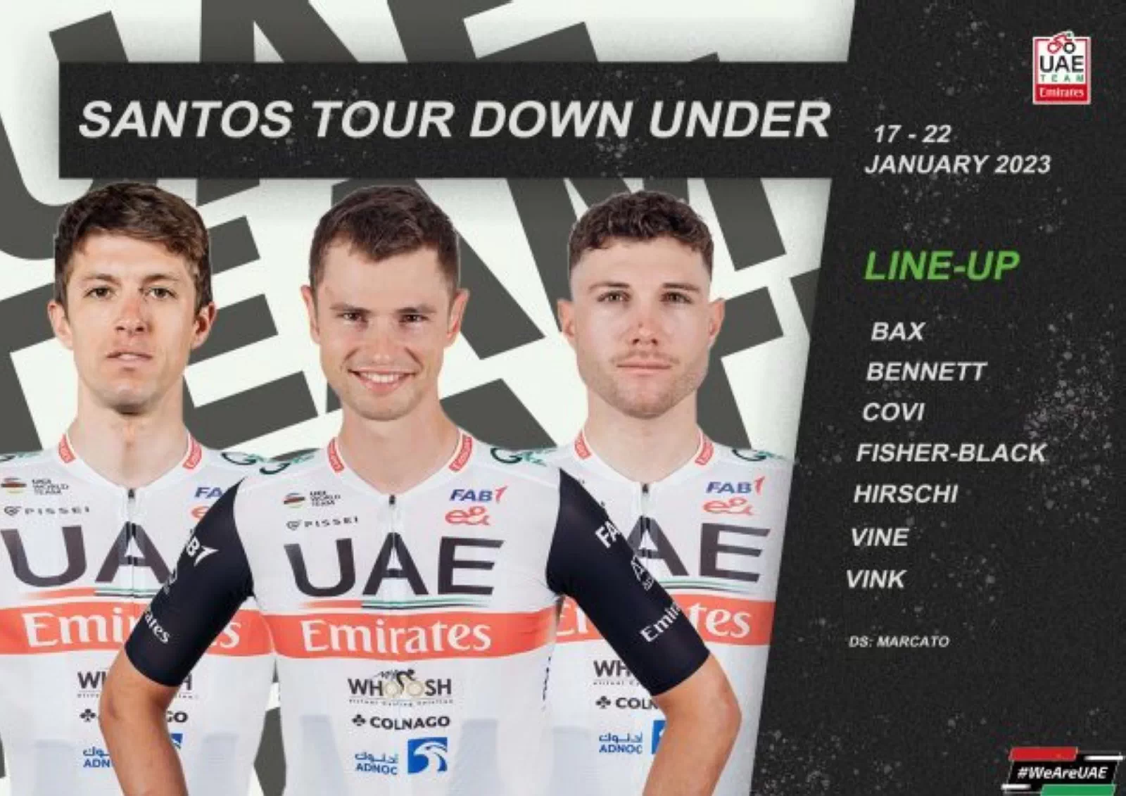 El UAE Team Emirates anuncia su equipo para el Tour Down Under 2023