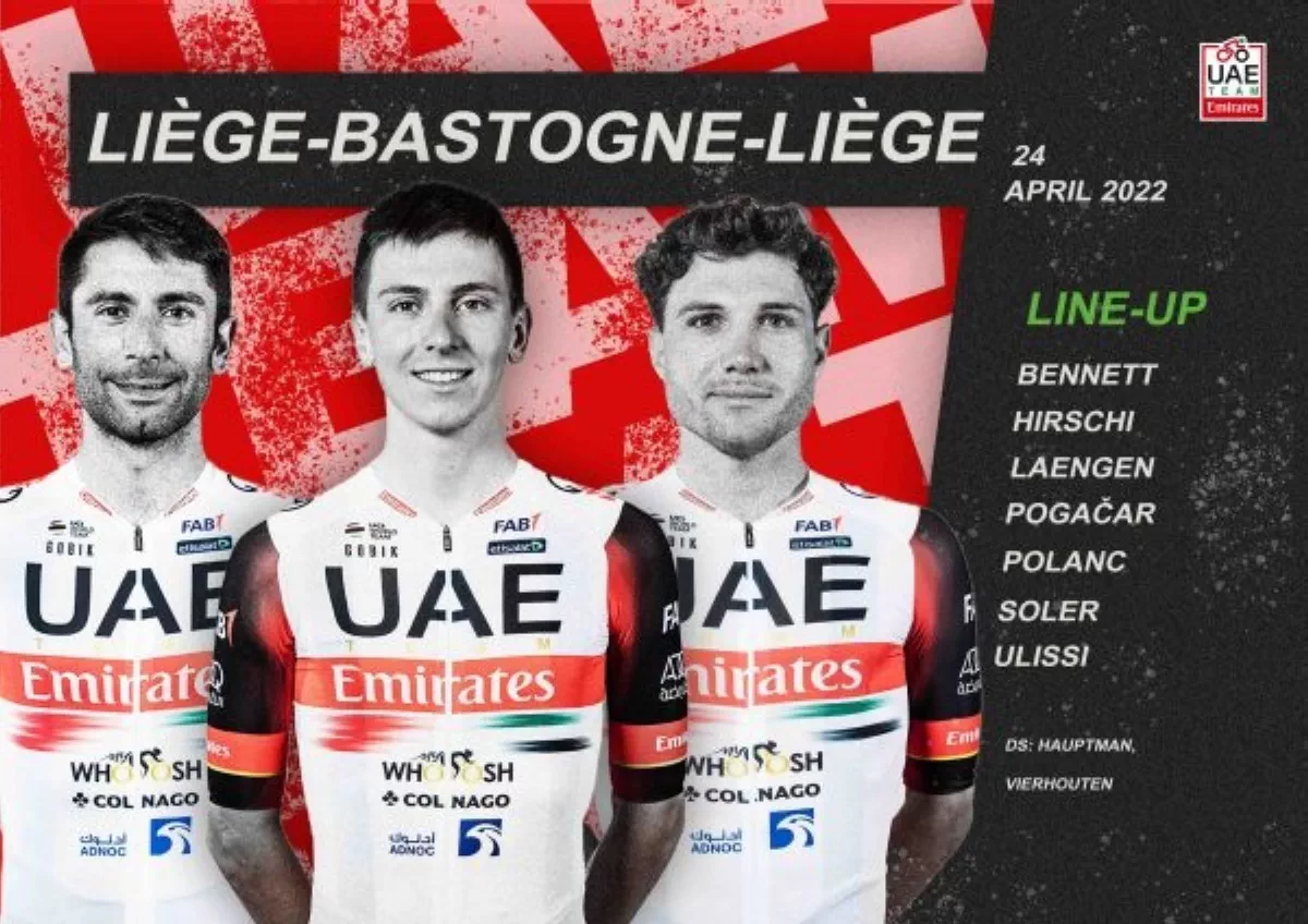 El UAE Team Emirates preparado para la Lieja-Bastoña-Lieja