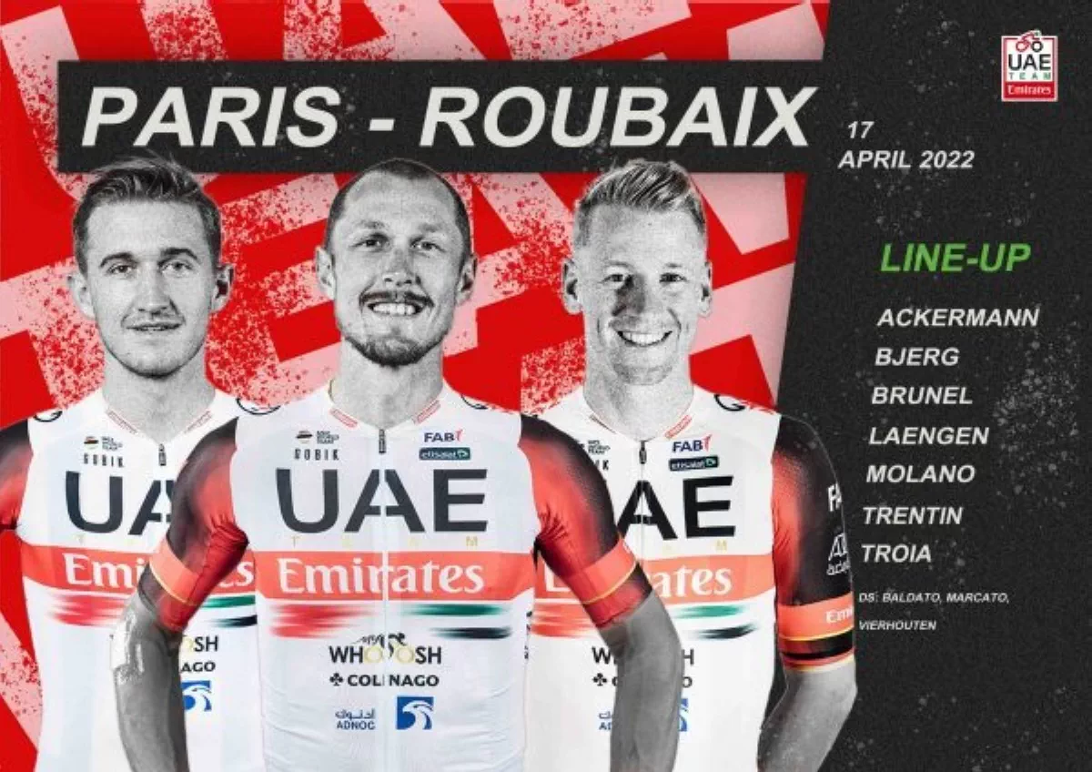 El UAE Team Emirates ya tiene equipo decidido para la Paris - Roubaix