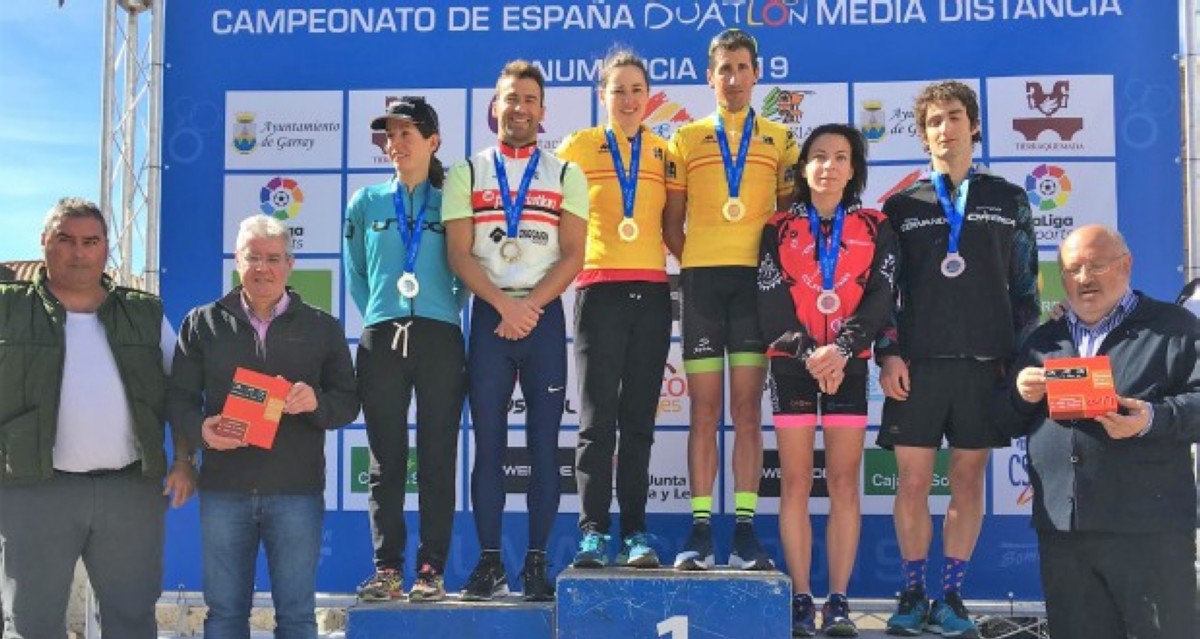 Helene Alberdi y Gustavo Rodríguez, campeones de España de Duatlón MD en Numancia