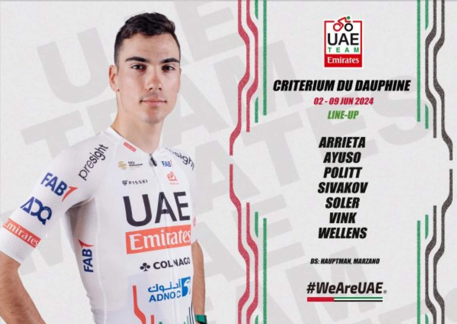 Juan Ayuso preparado para liderara al UAE Emirates en el  Criterium du Dauphiné 2024