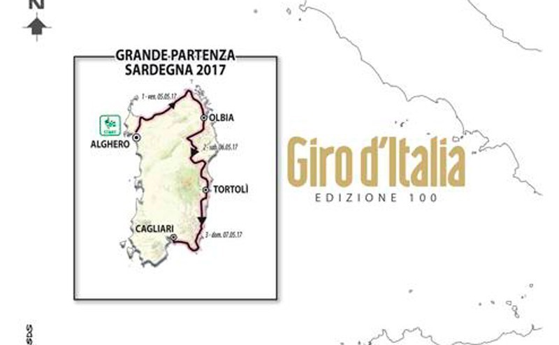 La edición 100 del Giro comenzará en Cerdeña el 5 de Mayo