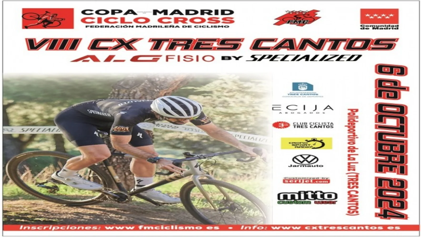 La segunda prueba de la Copa de Madrid de Ciclocross se disputará en Tres Cantos