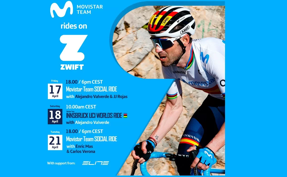 Mas, Verona, Rojas y Valverde  en los retos Zwift de Movistar Team