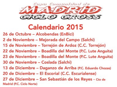 Novedades de la Copa Comunidad de Madrid de Ciclocross 2014-2015