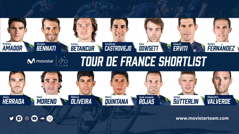 Preselección de Movistar Team para el Tour con Quintana y Valverde