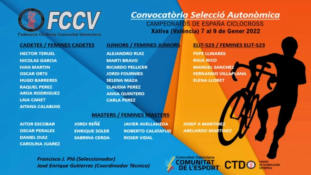 Selección de la Comunidad Valenciana para el Campeonato de España de ciclocross 2022