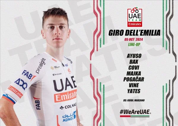 Tadej Pogacar estrenará en Italia su Maillot Arcoíris de campeón del mundo